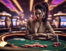 Dealer medali4d dalam studio professional dengan pencahayaan neon